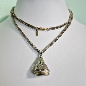 1928 Silver and Gold Tone Locket Pendant Necklace